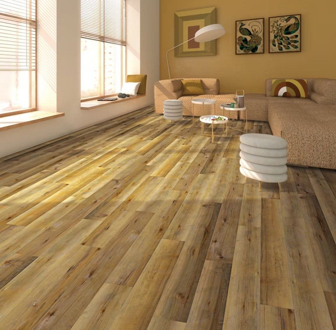 Sun-washed rustic LVP in a living room